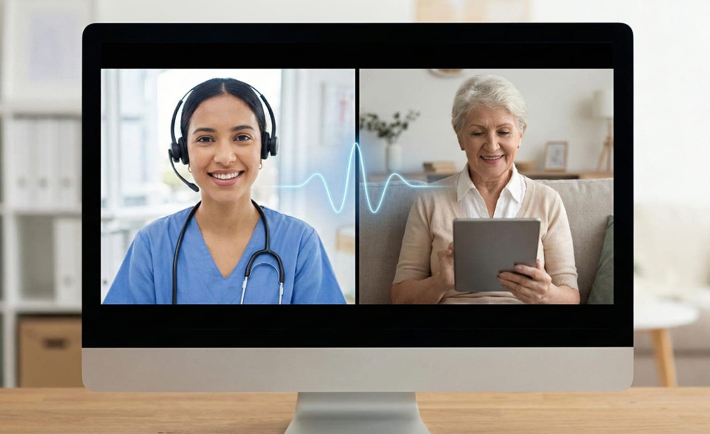 Remote patient monitoring (CCM) nurse giving care to patient